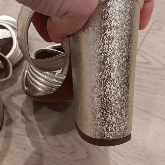 TABITHA SIMMONS Gold Leather Block Heel Sandals Size 37 - Picture 5 of 9